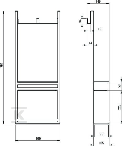 Półka wieszana na kabinę Mokko, nero - ADM_N52K